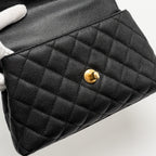 CHANEL SMALL COCO HANDLE WITH PYTHON HANDLE CAVIAR BLACK/BURGUNDY GHW