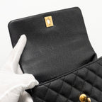 CHANEL SMALL COCO HANDLE WITH PYTHON HANDLE CAVIAR BLACK/BURGUNDY GHW