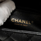 CHANEL SMALL COCO HANDLE WITH PYTHON HANDLE CAVIAR BLACK/BURGUNDY GHW