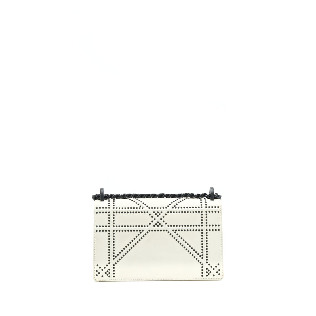 DIOR SMALL DIORAMA STUDDED WHITE WITH BLACK HARDWARE