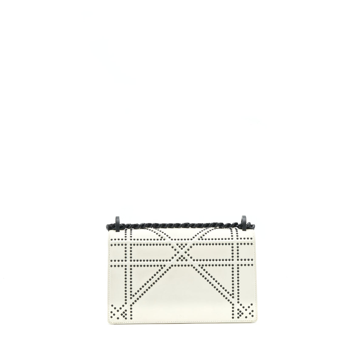 DIOR SMALL DIORAMA STUDDED WHITE WITH BLACK HARDWARE