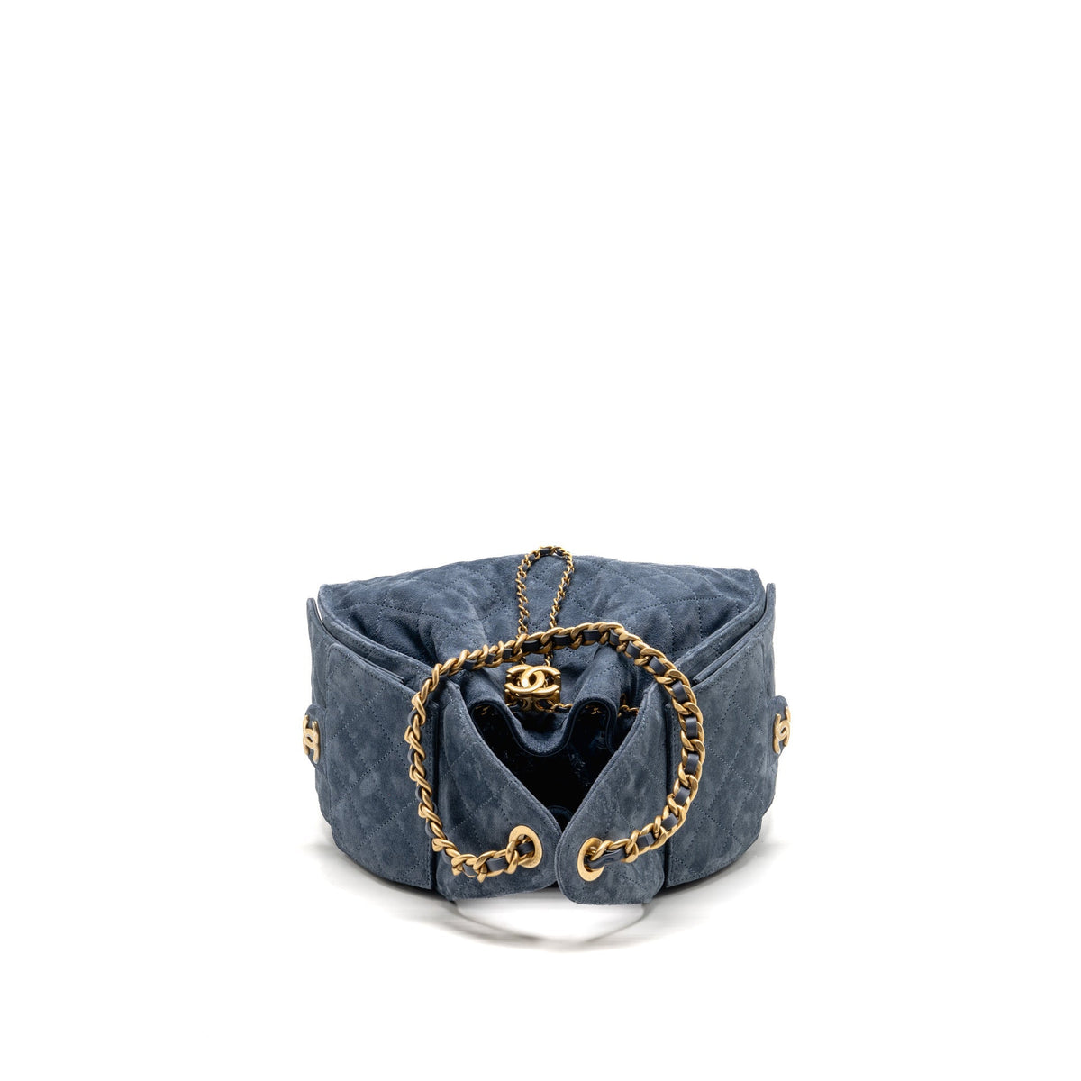 Chanel Small 25 Bag Suede Blue GHW (Microchip)