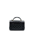 CHANEL 22A TOP HANDLE MINI RECTANGULAR FLAP BAG LAMBSKIN BLACK GHW (MICROCHIP)