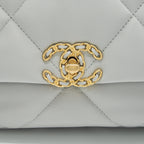 CHANEL SMALL 19 BAG LAMBSKIN LIGHT GREY WITH MULTICOLOUR HARDWARE (MICROCHIP)