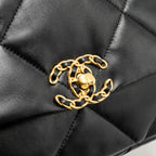 CHANEL SMALL 19 BAG LAMBSKIN BLACK MULTICOLOR HARDWARE (MICROCHIP)