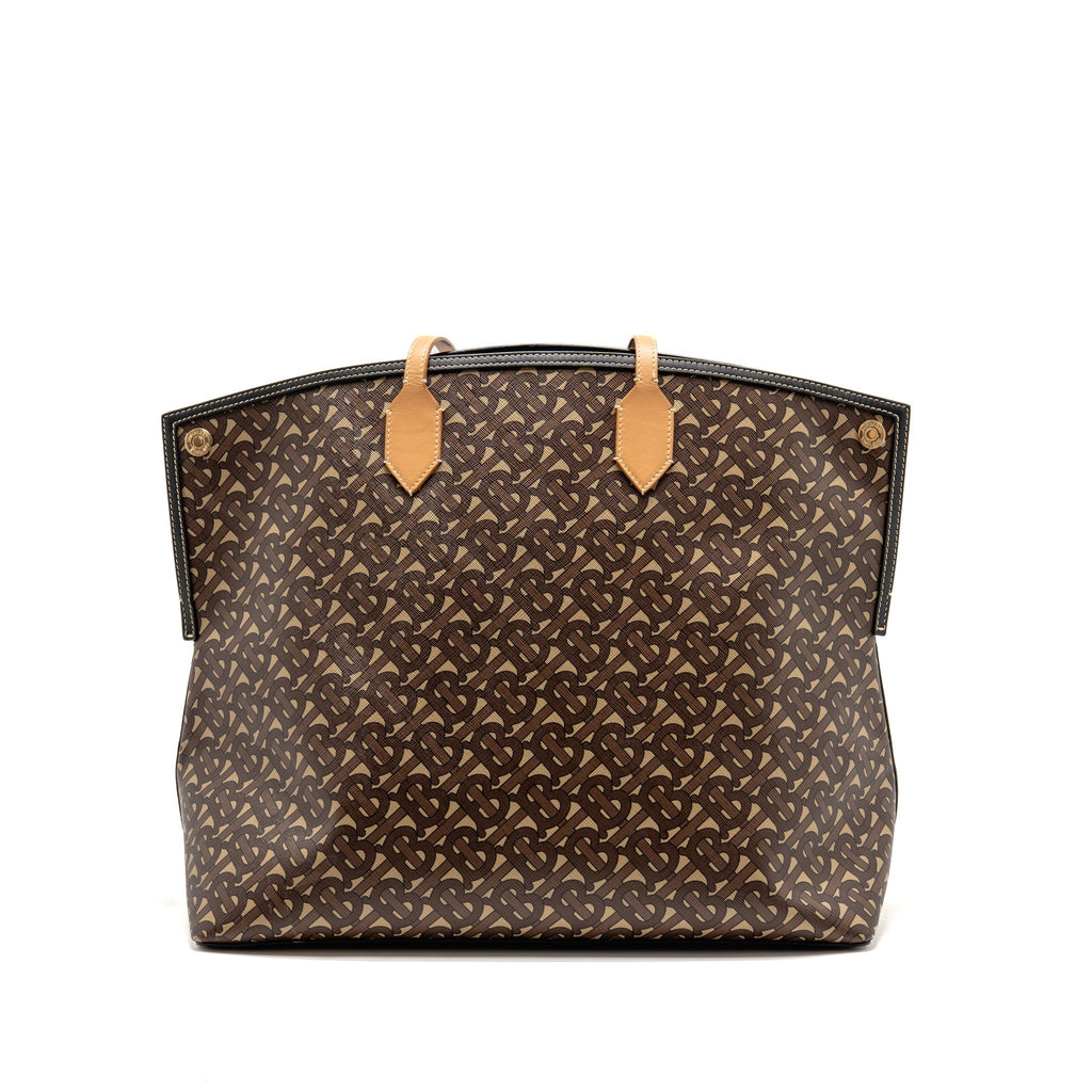 Burberry Large Society Tote Bag Monogram E-canvas Bridle Brown GHW