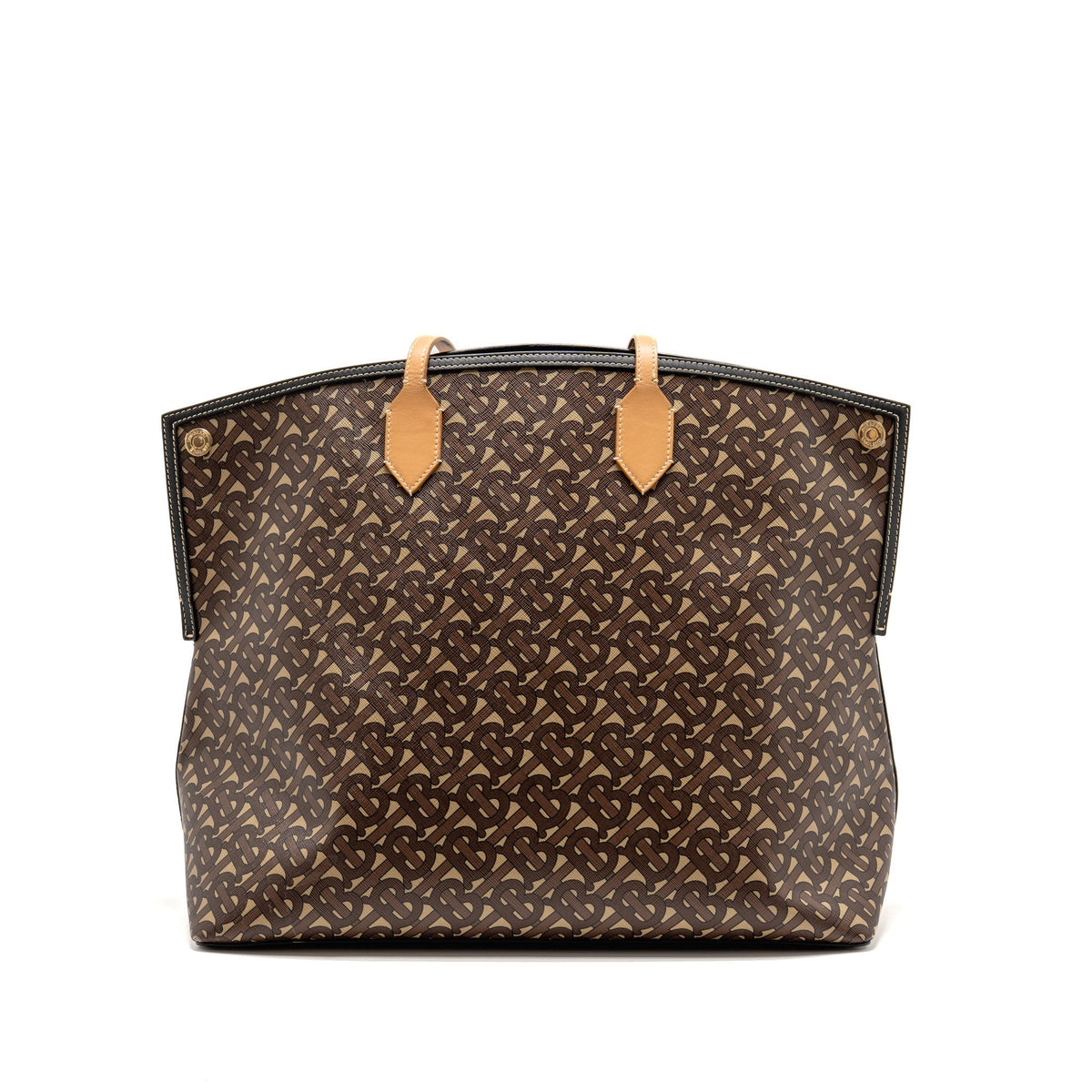 Burberry Large Society Tote Bag Monogram E-canvas Bridle Brown GHW