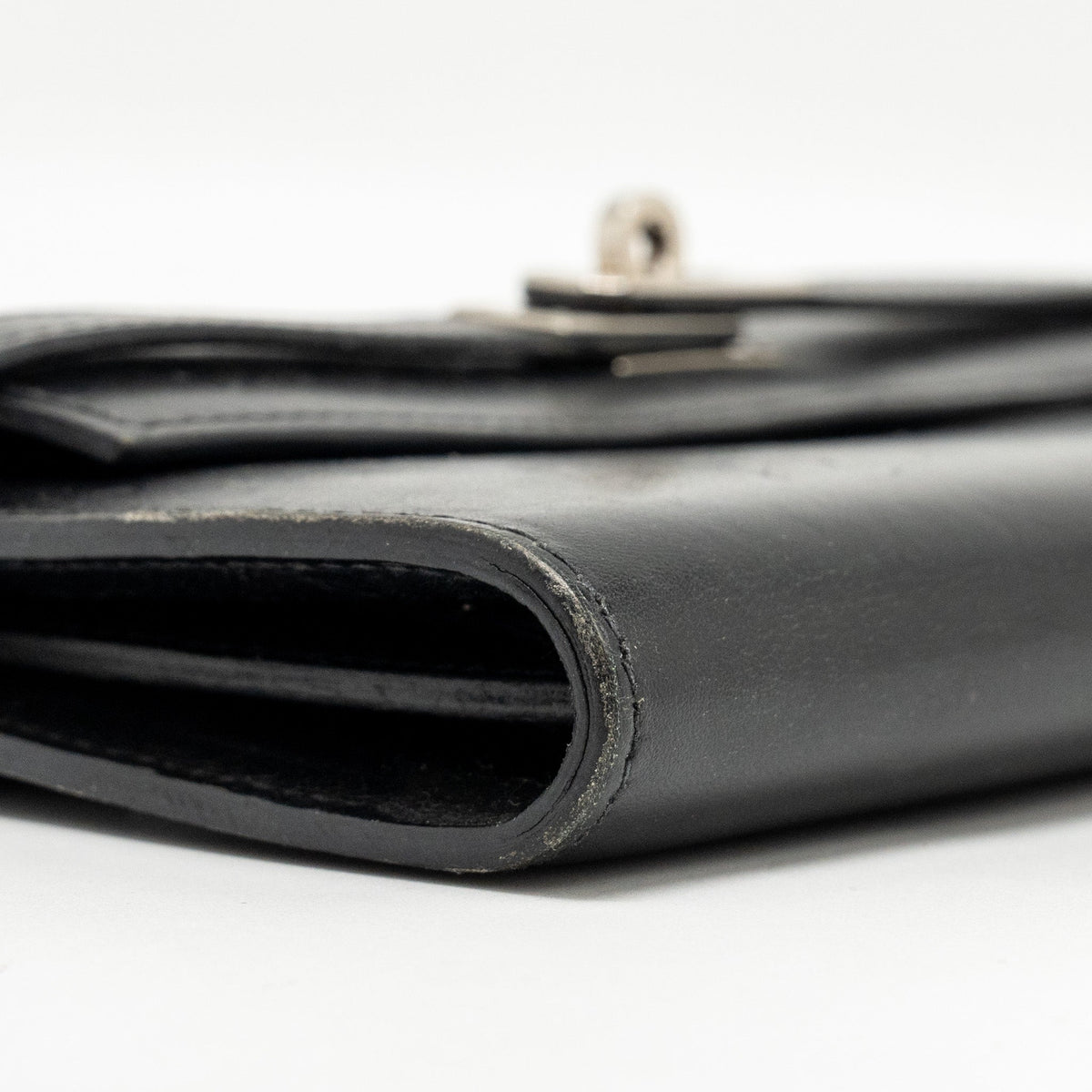 HERMES KELLY LONG WALLET BOX BLACK SHW