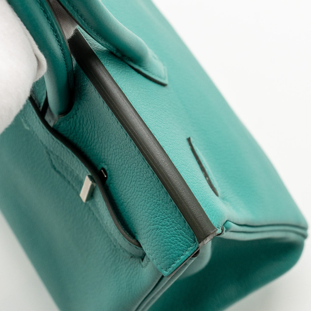 Hermes Birkin 25 Taurillon Novello Vert Verona/Rose Lipstick SHW