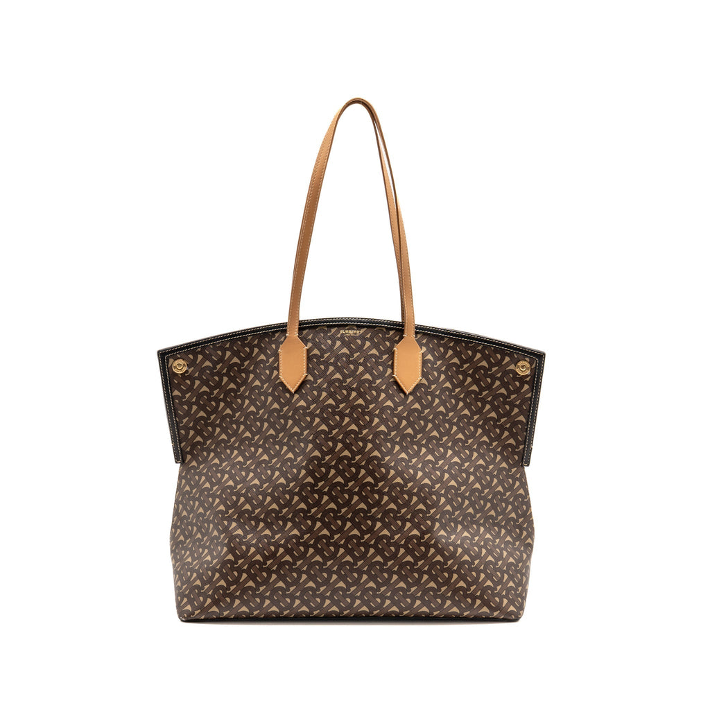 Burberry Large Society Tote Bag Monogram E-canvas Bridle Brown GHW