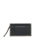 VALENTINO GARAVANI ROCKSTUD LEATHER CLUTCH BLACK