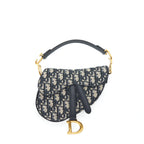 DIOR MINI SADDLE BLUE OBLIQUE GHW