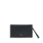 VALENTINO GARAVANI ROCKSTUD LEATHER CLUTCH BLACK