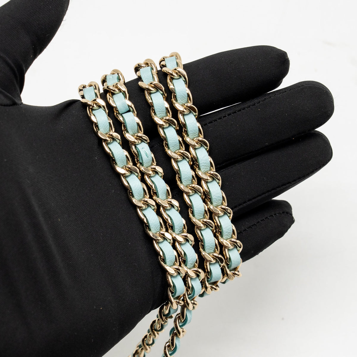 Chanel chevron mini trendy cc clutch with chain lambskin light blue LGHW