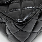 CHANEL 23C SMALL HOBO BAG SHINY CALFSKIN BLACK BRUSHED GHW (MICROCHIP)