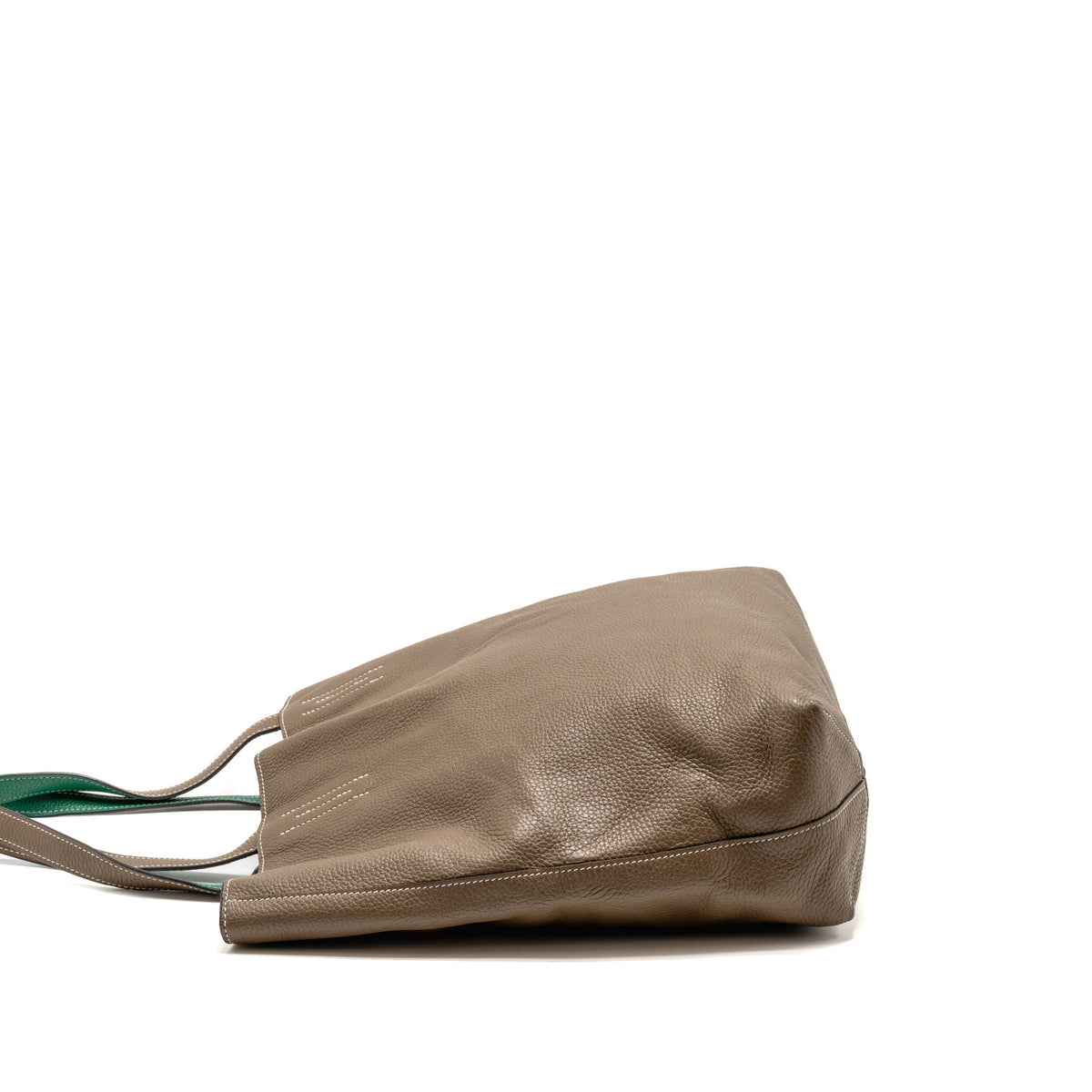 Hermes double sense tote bag clemence etoupe/green