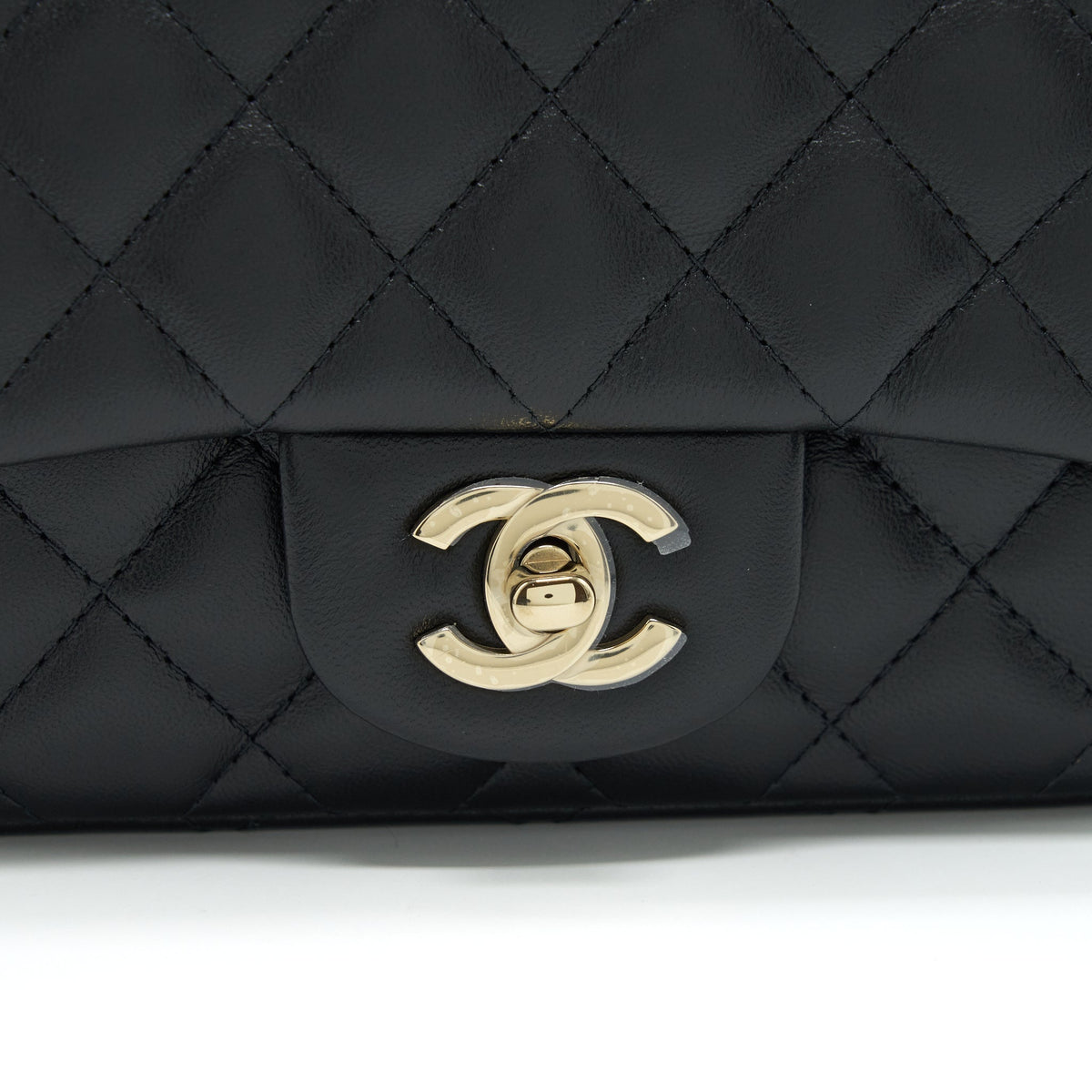 CHANEL MINI SQUARE FLAP BAG LAMBSKIN BLACK LGHW(MICROCHIP)