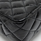 CHANEL 23C SMALL HOBO BAG SHINY CALFSKIN BLACK BRUSHED GHW (MICROCHIP)