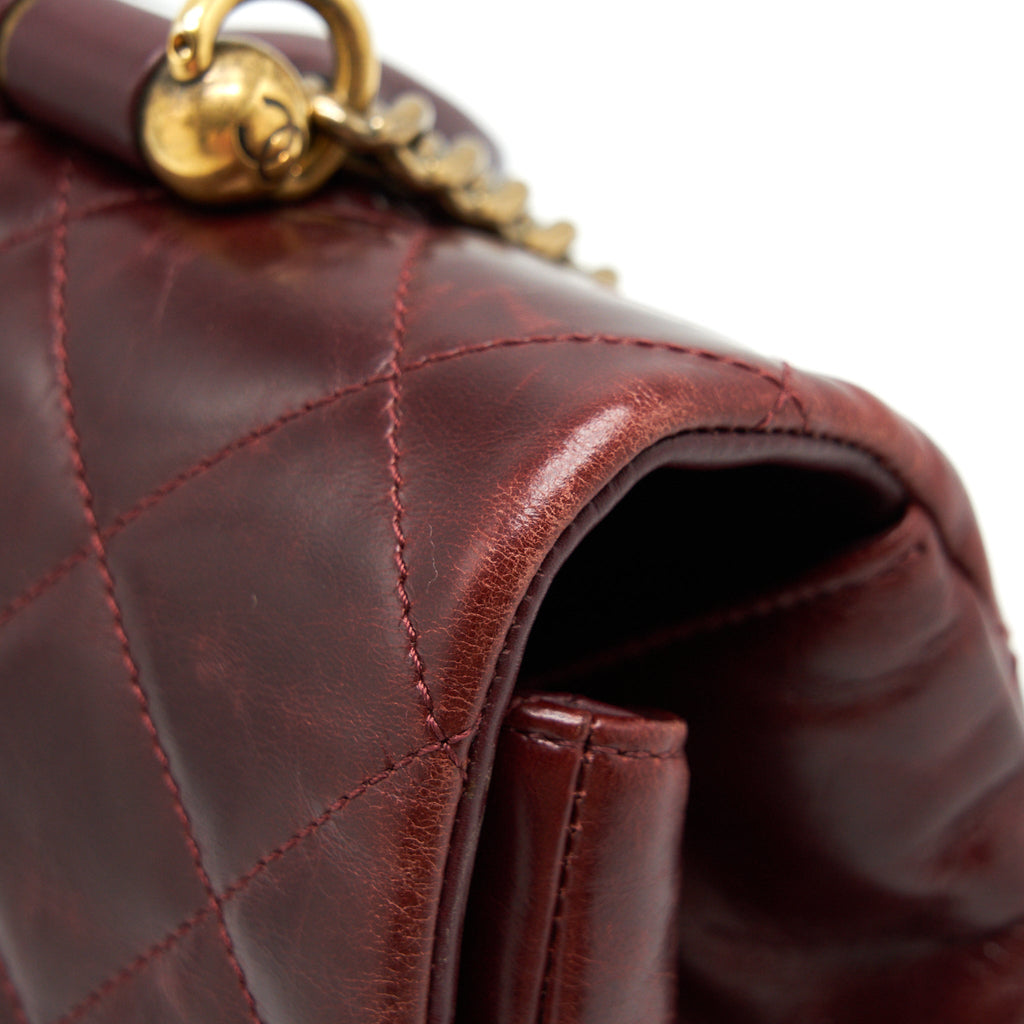 CHANEL QUILTED SHOULDER FLAP BAG LAMBSKIN RED GHW