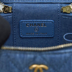 CHANEL 22C PEARL CRUSH MINI VANITY WITH CHAIN DENIM BLUE GHW