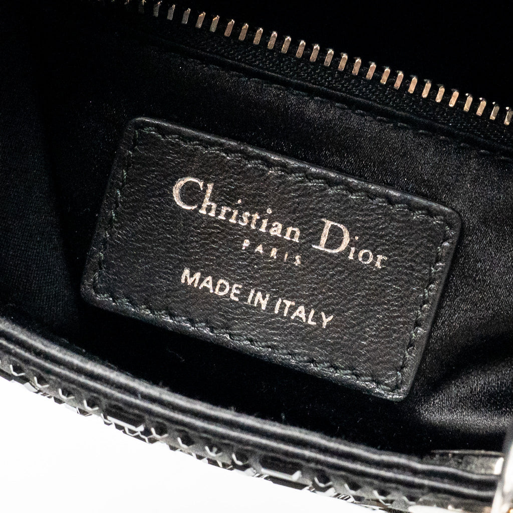 DIOR MINI LADY DIOR SATIN CRYSTAL BLACK SHW