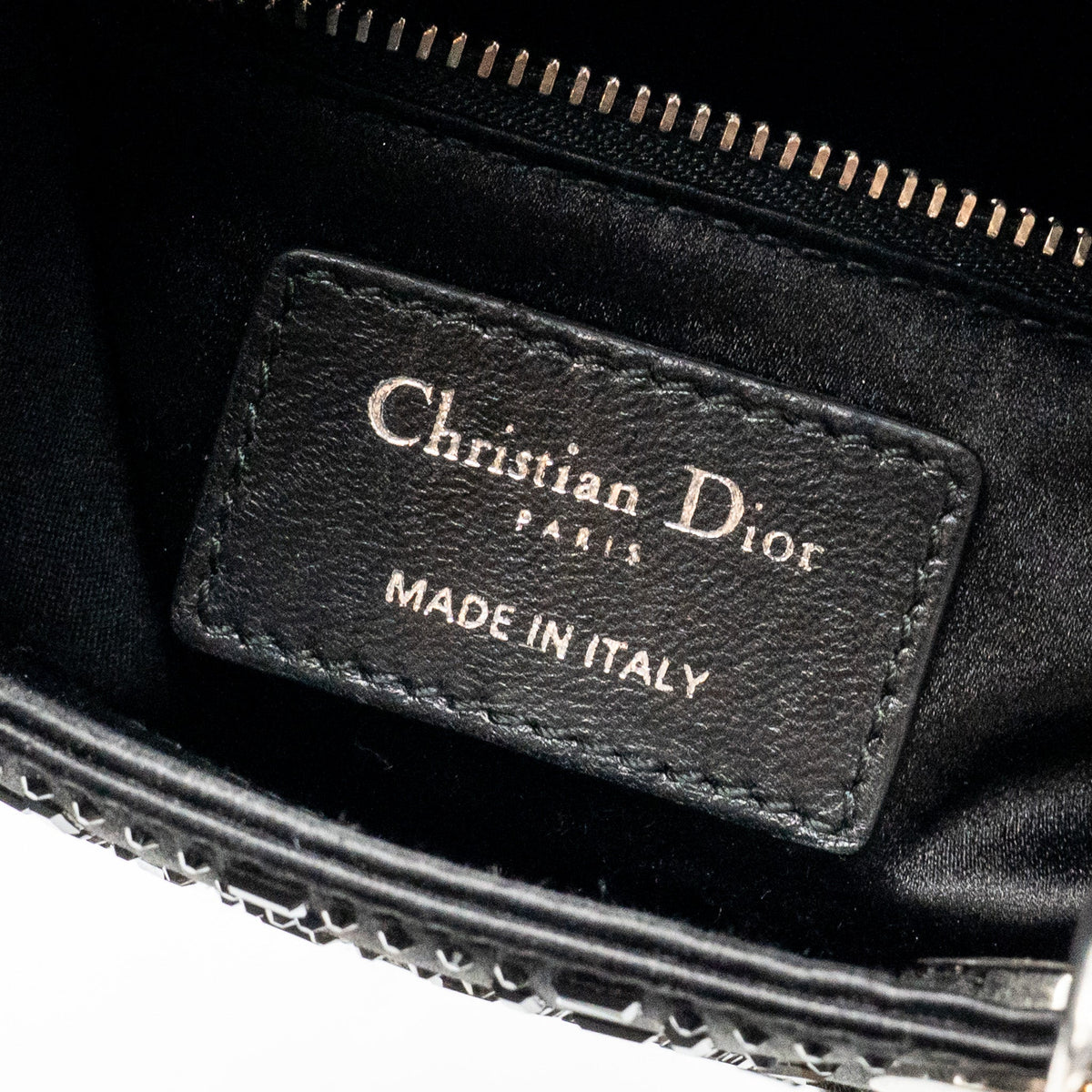 DIOR MINI LADY DIOR SATIN CRYSTAL BLACK SHW