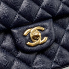 CHANEL SMALL CLASSIC DOUBLE FLAP BAG CAVIAR NAVY GHW (MICROCHIP)