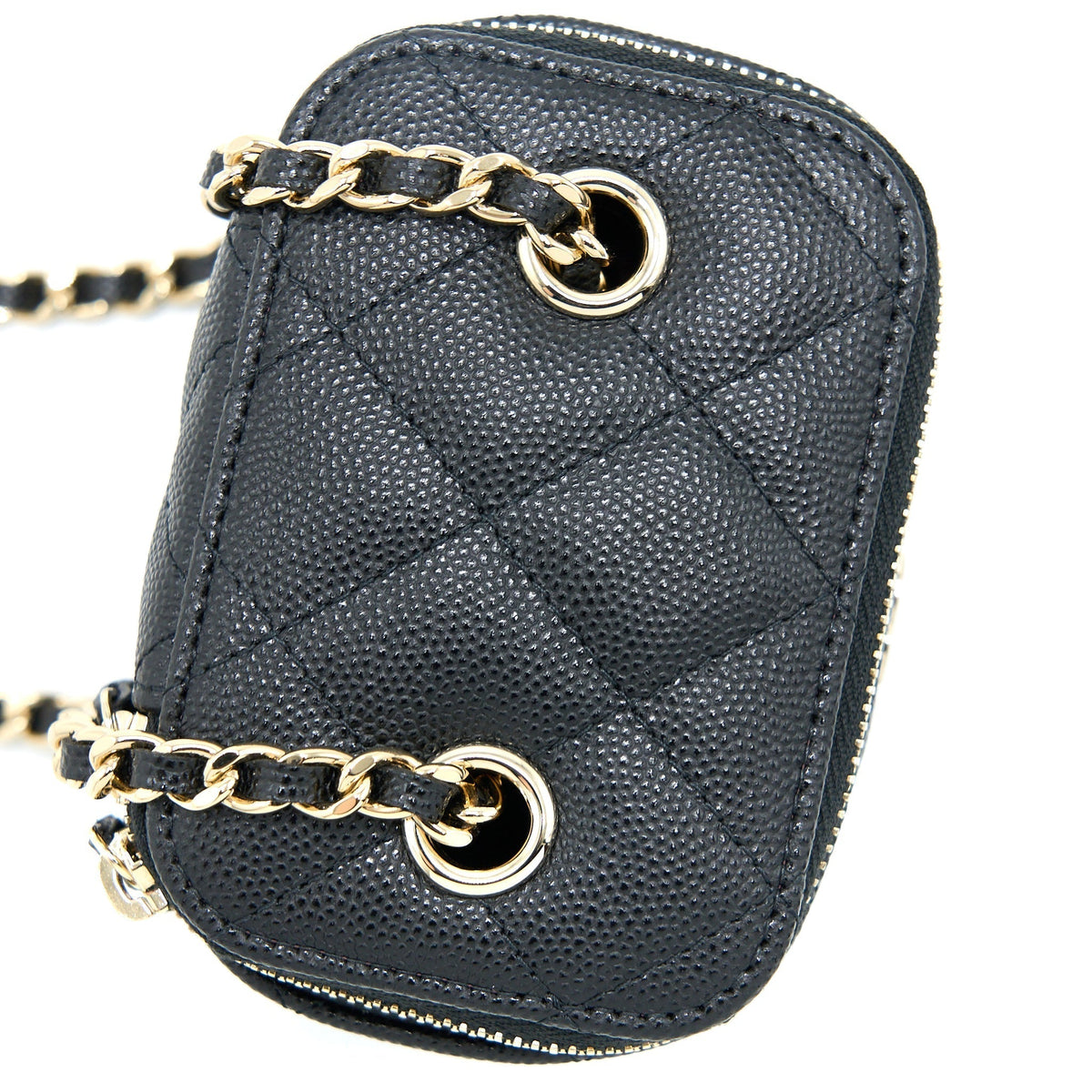 CHANEL MINI SQUARE VANITY CASE CAVIAR BLACK LGHW