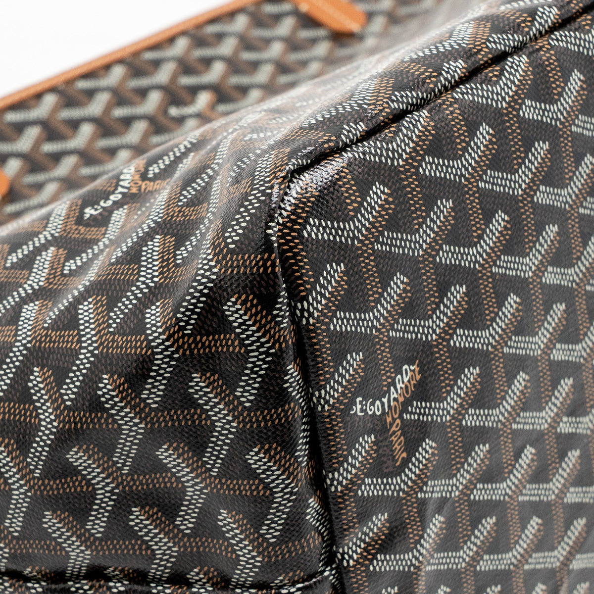 Goyard Saint Louis GM Tote Goyardine Canvas/Calfskin Black/Tan SHW