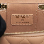 CHANEL TOP HANDLE MINI VANITY ON CHAIN LAMBSKIN BEIGE GHW