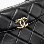 CHANEL FLAP VANITY WITH CHAIN LAMBSKIN BLACK LGWH (MICROCHIP)