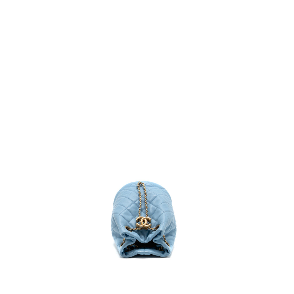 Chanel 22S Pearl Crush Bucket Bag Lambskin Blue GHW (Microchip)
