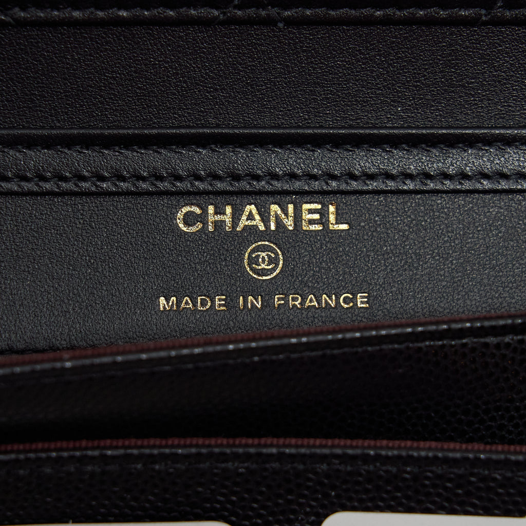 CHANEL 2 IN 1 WALLET ON CHAIN CAVIAR BLACK GHW