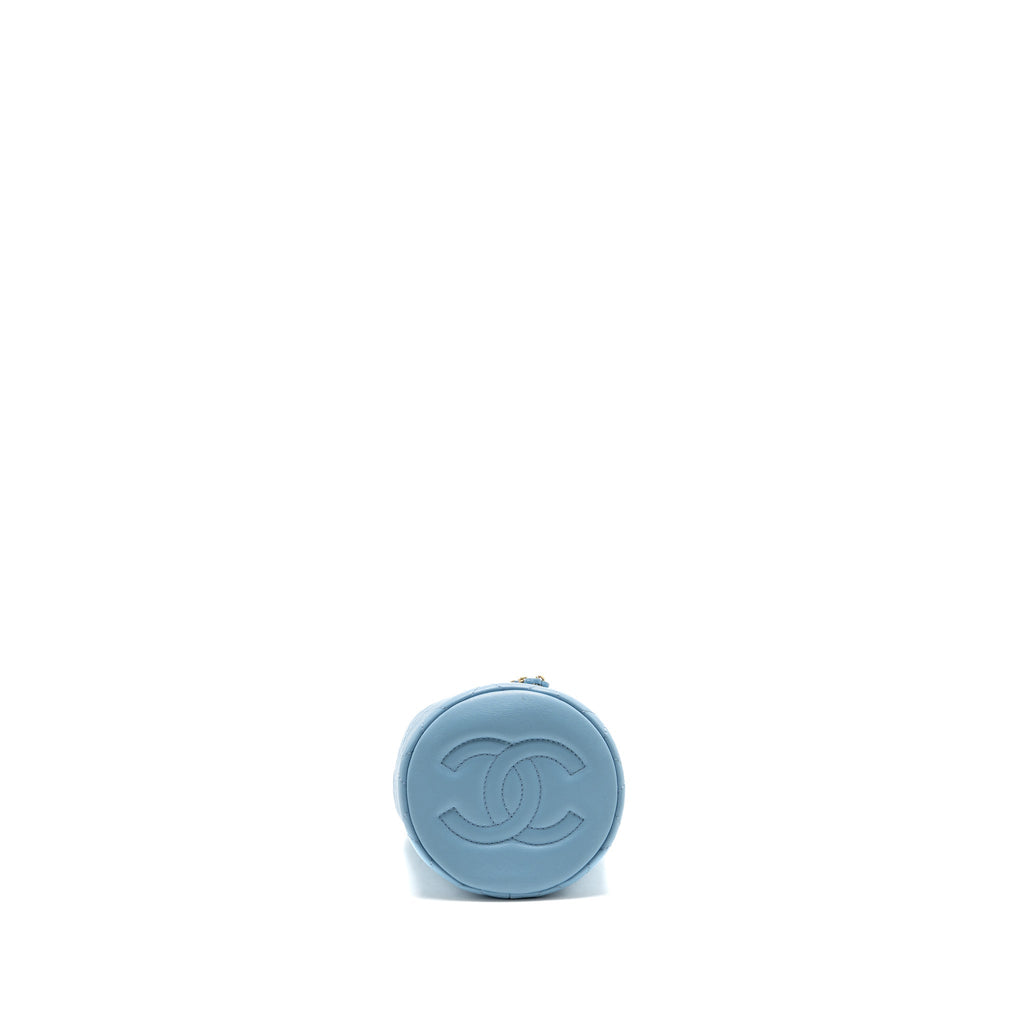Chanel 22S Pearl Crush Bucket Bag Lambskin Blue GHW (Microchip)