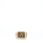 FENDI NANO BAGUETTE CHARM BAG WITH CHAIN BROWN/ CREAM GHW