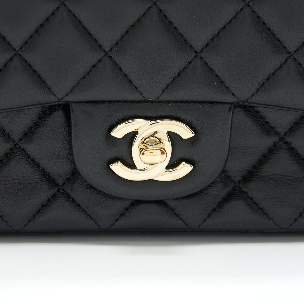 CHANEL MINI RECTANGULAR FLAP BAG LAMBSKIN BLACK GHW