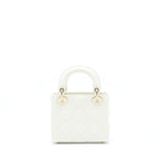 DIOR MINI LADY DIOR TOTE BAG LAMBSKIN WHITE LGHW