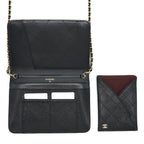 CHANEL 2 IN 1 WALLET ON CHAIN CAVIAR BLACK GHW