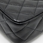 CHANEL 25A CLUTCH WITH CHAIN BAG CAVIAR BLACK LGHW
