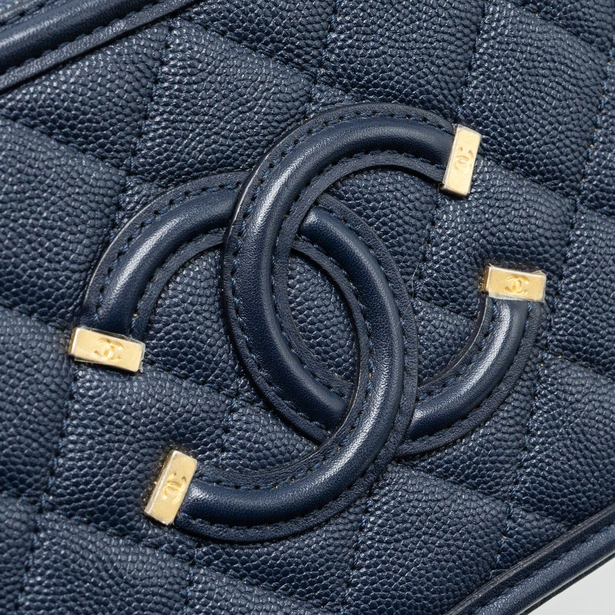 CHANEL MINI FILIGREE CAMERA BAG CAVIAR DARK BLUE GHW