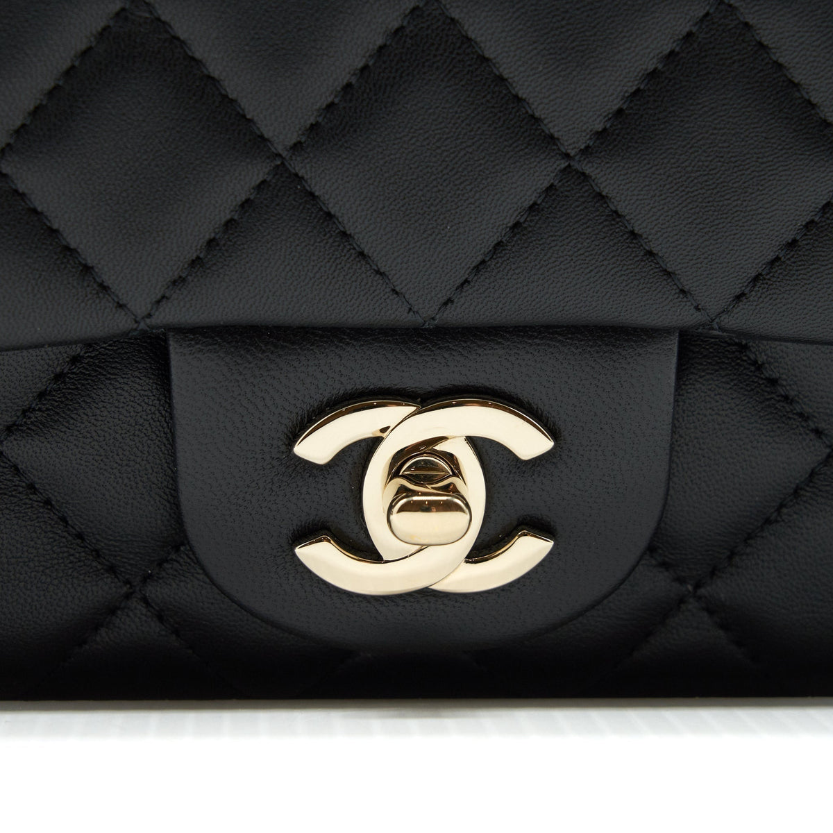 CHANEL MINI RECTANGULAR FLAP BAG LAMBSKIN BLACK LGHW (MICROCHIP)
