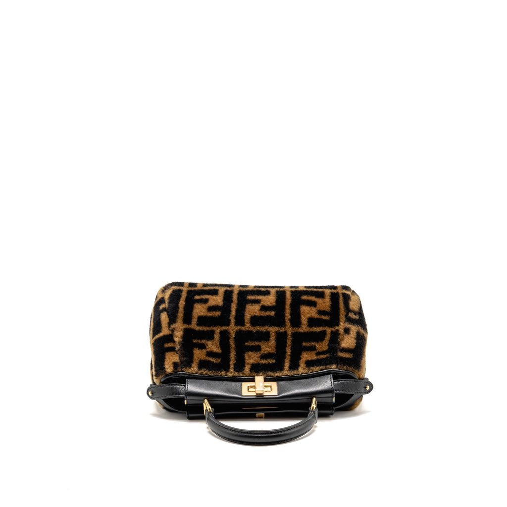 Fendi Mini Peekaboo Lambskin/Shearling Tabacco/Black GHW