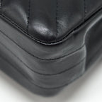 CHANEL SMALL CLASSIC DOUBLE FLAP BAG CHEVRON LAMBSKIN BLACK GHW