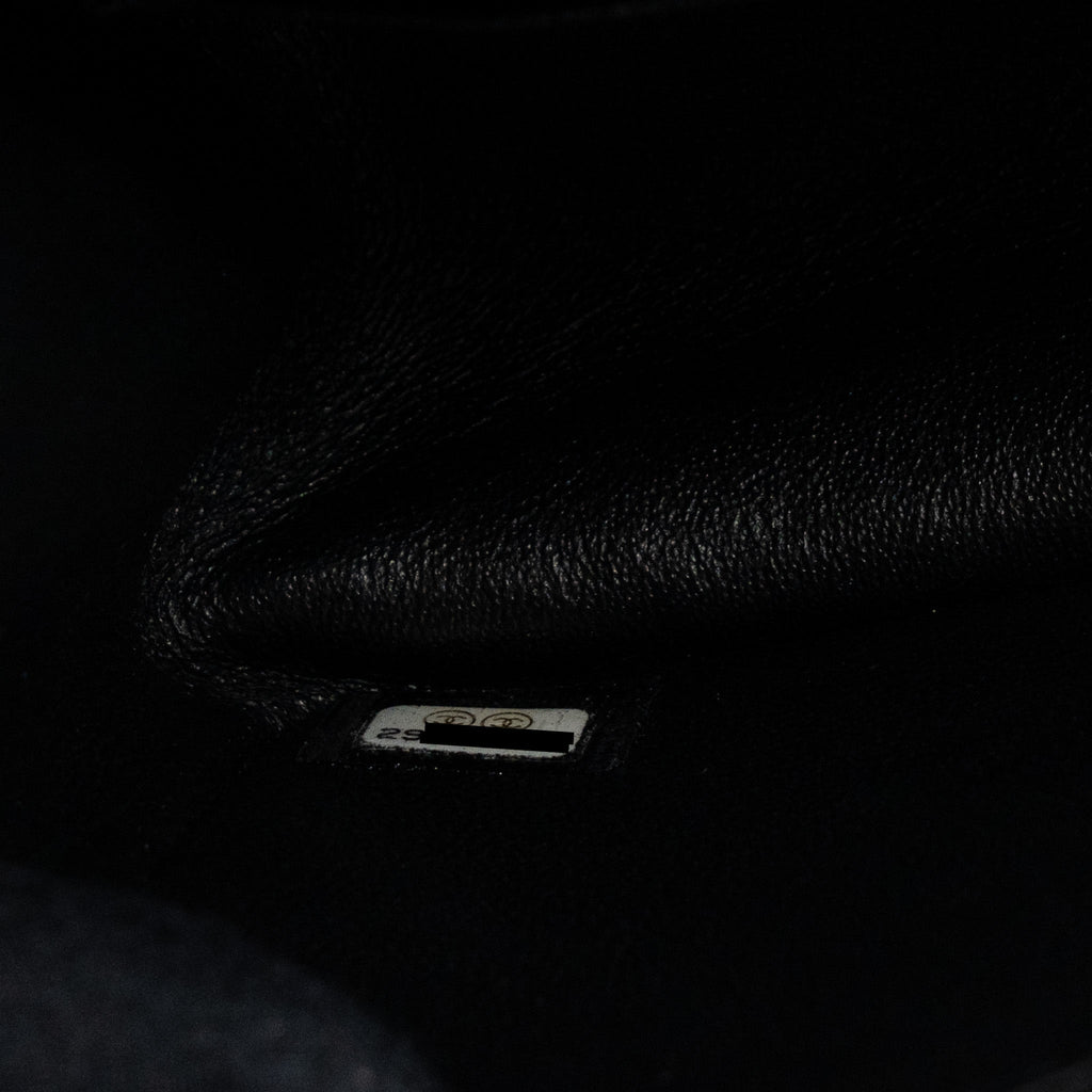 CHANEL MINI 2.55 REISSUE FLAP BAG AGED CALFSKIN BLACK BRUSHED GHW