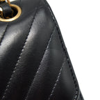 CHANEL SMALL CLASSIC DOUBLE FLAP BAG CHEVRON LAMBSKIN BLACK GHW