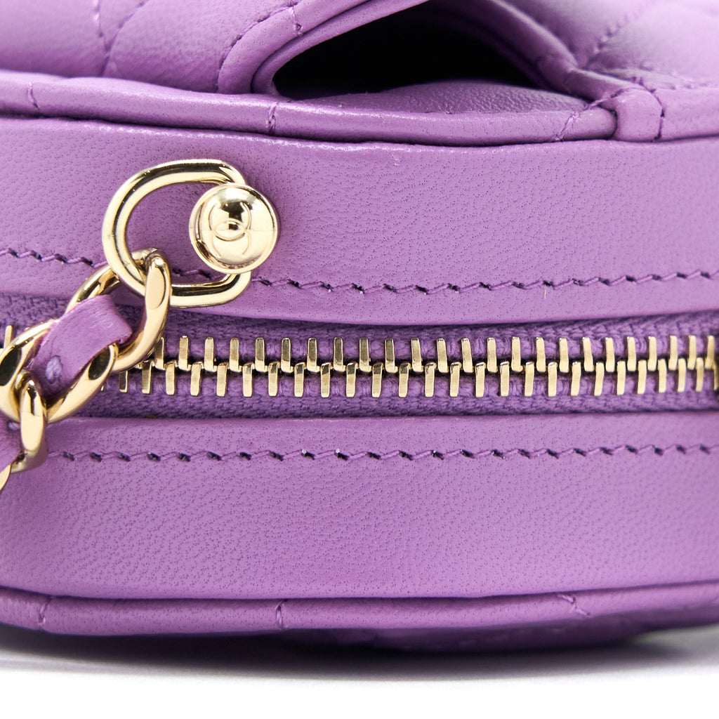 CHANEL SMALL HEART BAG LAMBSKIN PURPLE LGHW