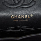 CHANEL SMALL CLASSIC DOUBLE FLAP BAG CHEVRON LAMBSKIN BLACK GHW