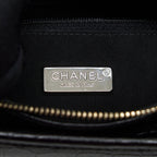 CHANEL SMALL GABRIELLE HOBO BAG WITH HANDLE CROC-EMBOSSED CALFSKIN BLACK GOLD/SILVER HARDWARE