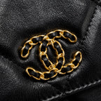 CHANEL 19 WALLET ON CHAIN LAMBSKIN BLACK MULTICOLOR HARDWARE