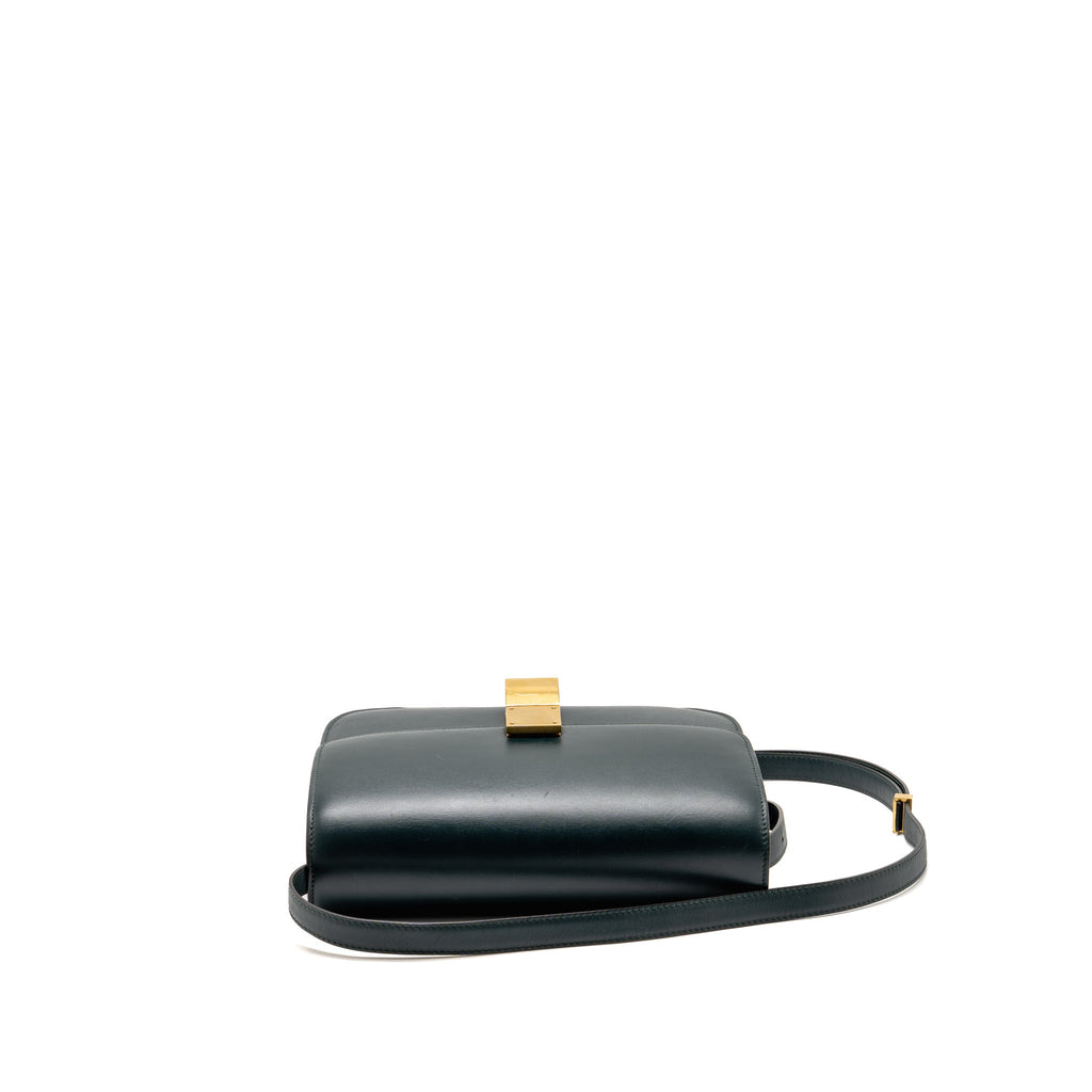 Celine Medium Classic Box Bag Calfskin Dark Green GHW